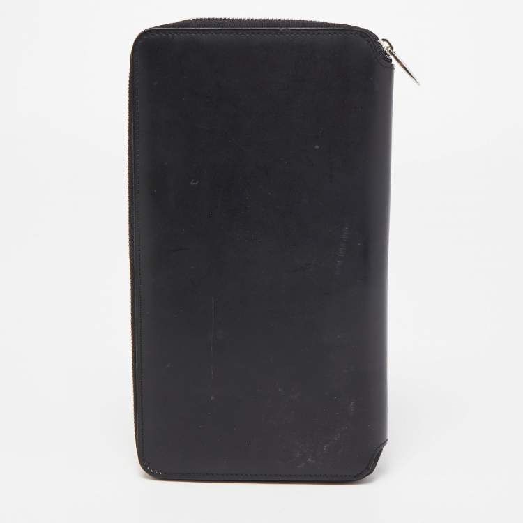 Pre Owned Cartier Black Leather Zip Around Organizer Clutch