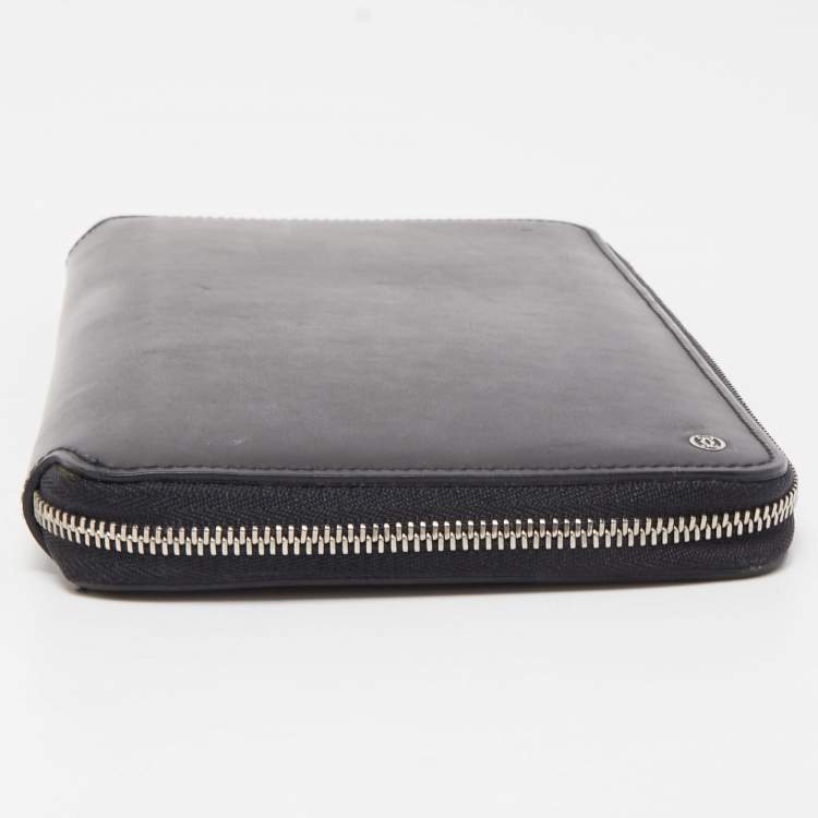 Pre Owned Cartier Black Leather Zip Around Organizer Clutch