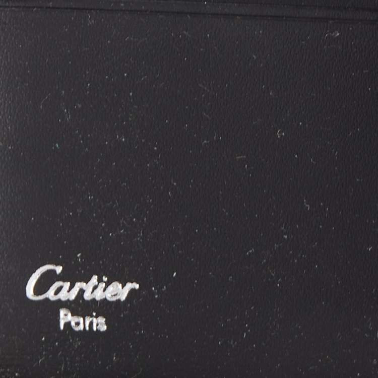 Pre Owned Cartier Black Leather Zip Around Organizer Clutch