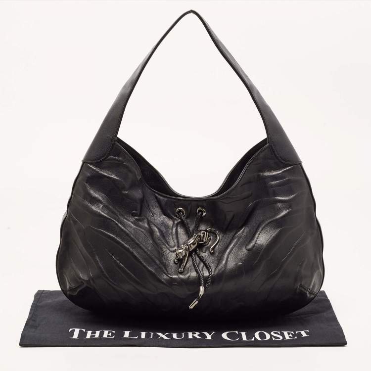 Pre Owned Cartier Black Leather Medium Panthere de Cartier Bag
