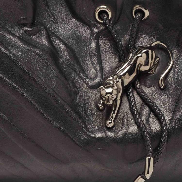 Pre Owned Cartier Black Leather Medium Panthere de Cartier Bag