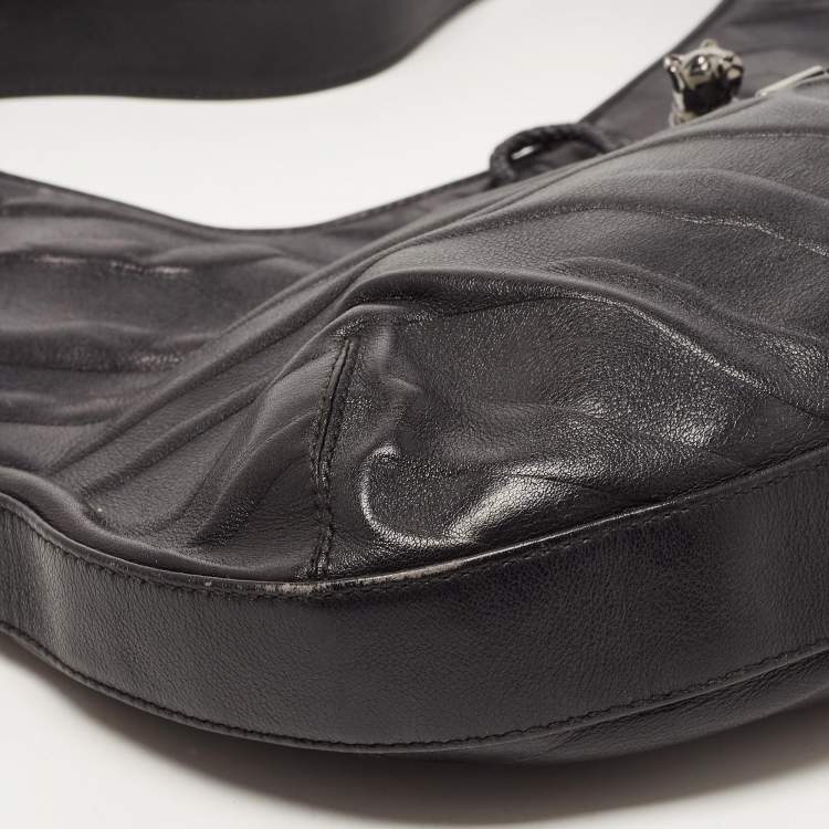 Pre Owned Cartier Black Leather Medium Panthere de Cartier Bag