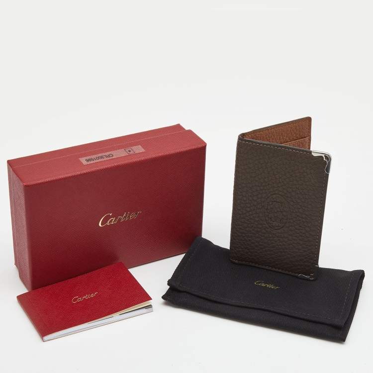 مملوكة مسبقًا Cartier Grey Leather Must de Cartier Bifold Card Case