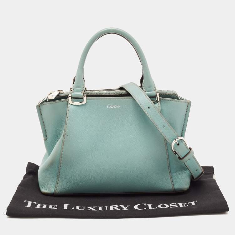 Pre Owned Cartier Mint Green Leather Mini C de Cartier Satchel