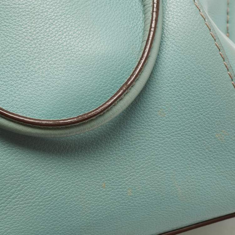 Pre Owned Cartier Mint Green Leather Mini C de Cartier Satchel