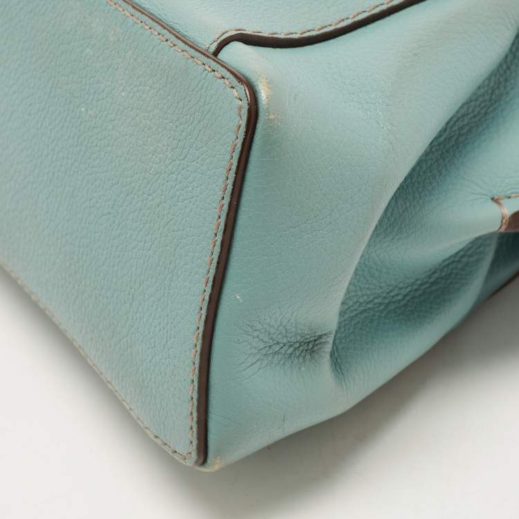 Pre Owned Cartier Mint Green Leather Mini C de Cartier Satchel