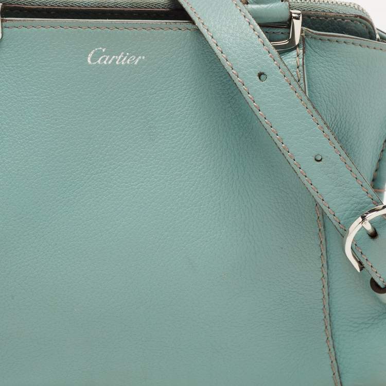 Pre Owned Cartier Mint Green Leather Mini C de Cartier Satchel
