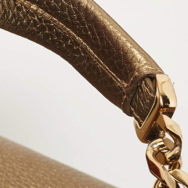 Pre Owned Cartier Gold/Olive Green Suede and Leather Frame Satchel