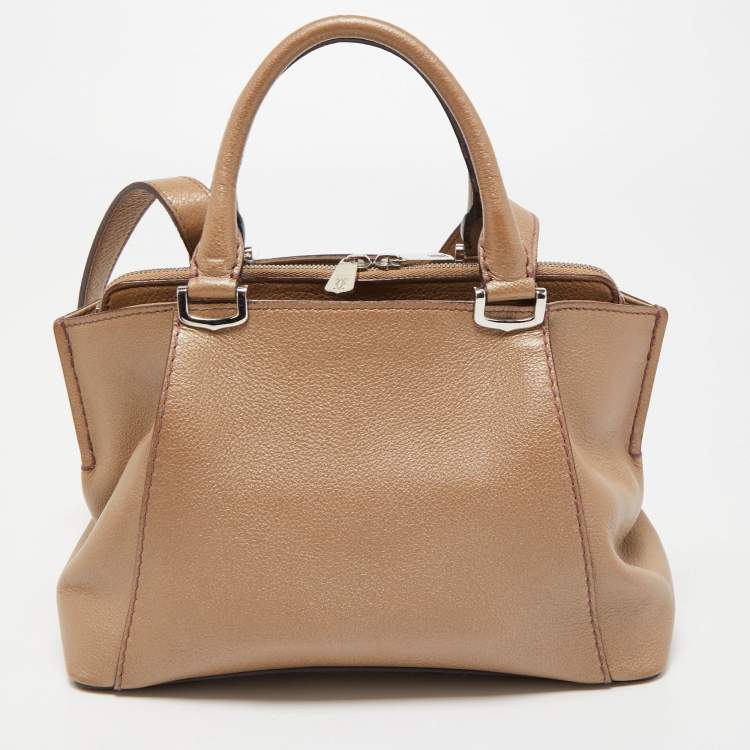 Pre Owned Cartier Metallic Beige Leather Mini C De Cartier Satchel