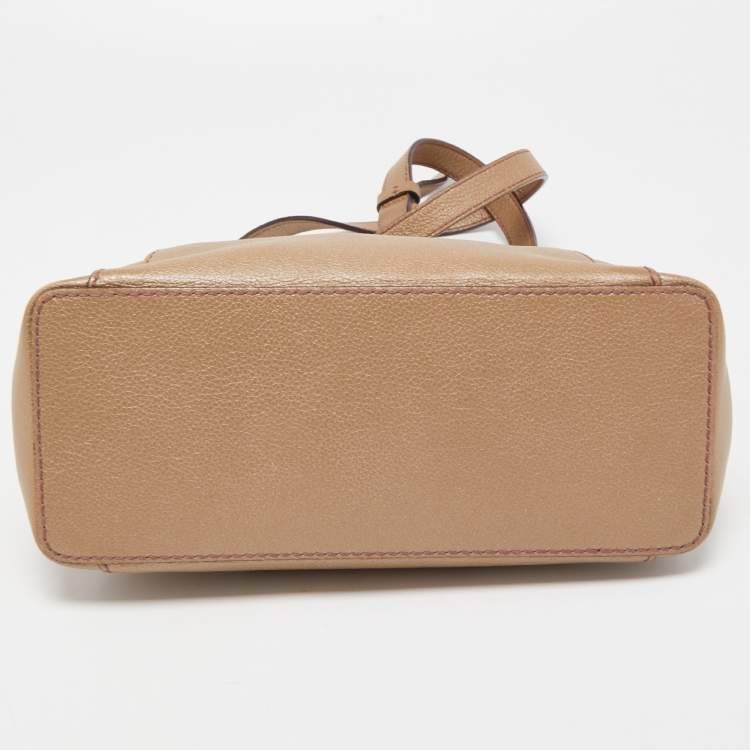 Pre Owned Cartier Metallic Beige Leather Mini C De Cartier Satchel