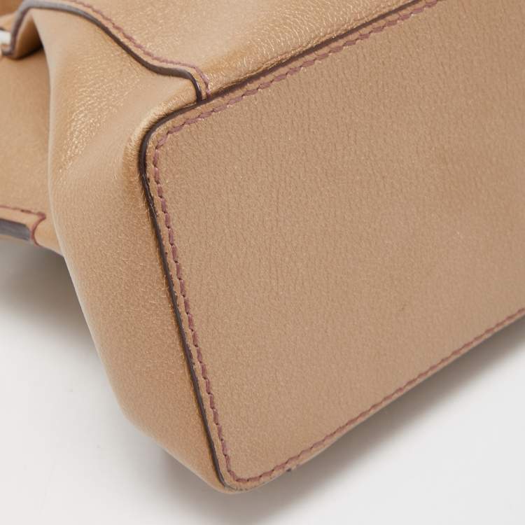 Pre Owned Cartier Metallic Beige Leather Mini C De Cartier Satchel