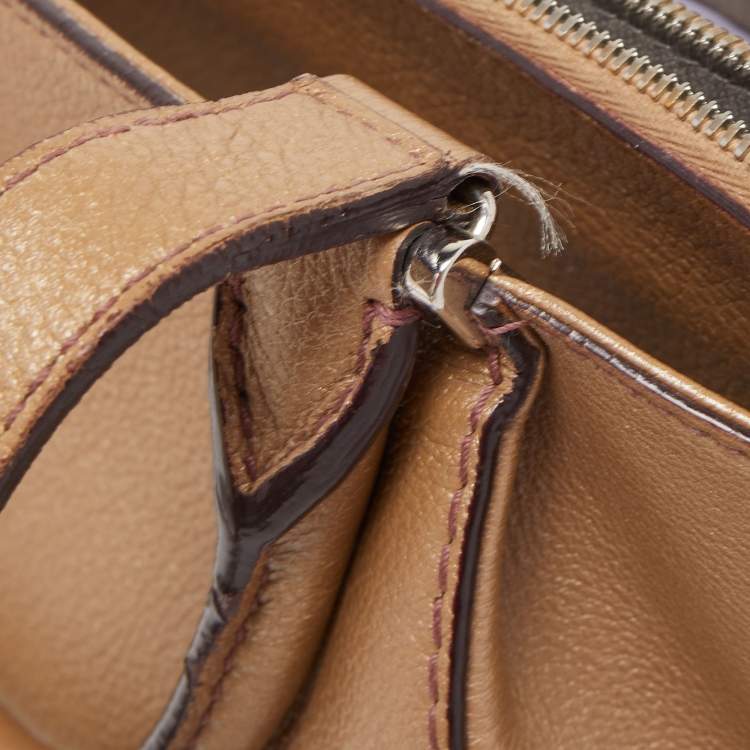 Pre Owned Cartier Metallic Beige Leather Mini C De Cartier Satchel