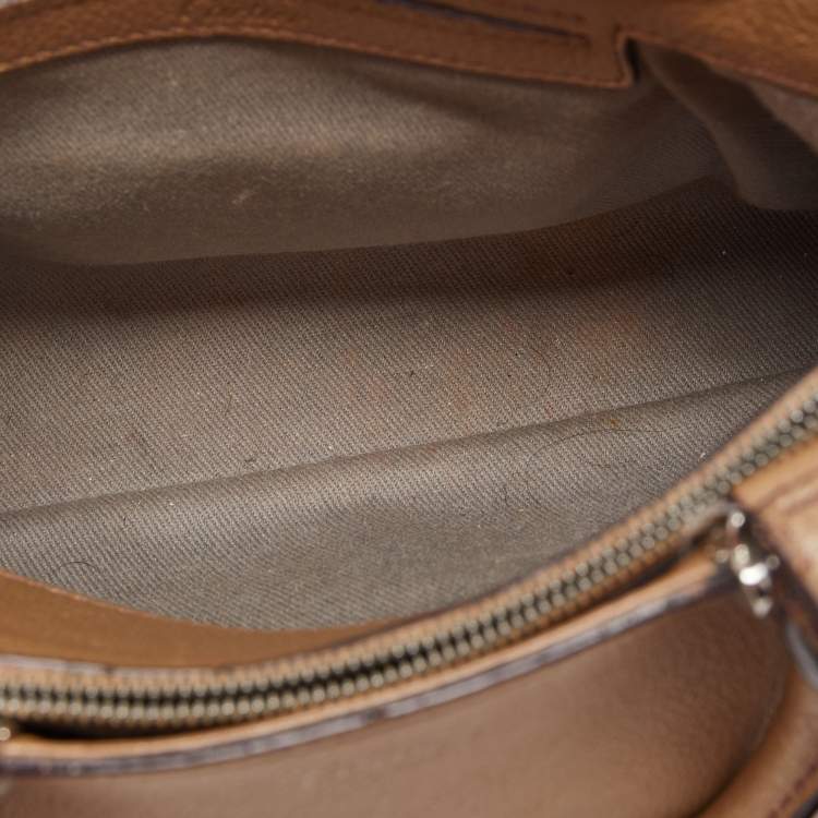 Pre Owned Cartier Metallic Beige Leather Mini C De Cartier Satchel