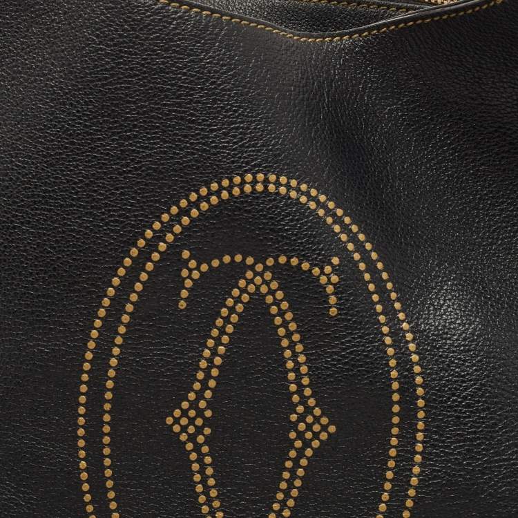 Pre Owned Cartier Black Leather Large Marcello de Cartier Bag