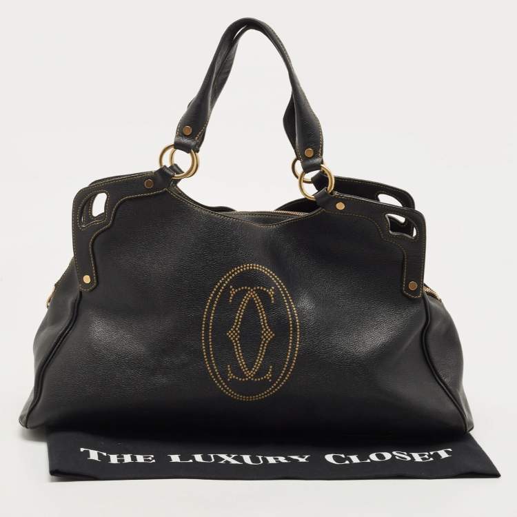 Pre Owned Cartier Black Leather Large Marcello de Cartier Bag