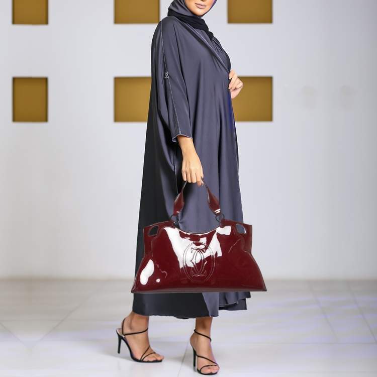 مملوكة مسبقًا Cartier Burgundy Patent Leather Large Marcello de Cartier Bag