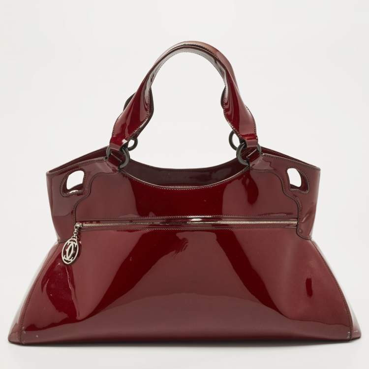 مملوكة مسبقًا Cartier Burgundy Patent Leather Large Marcello de Cartier Bag