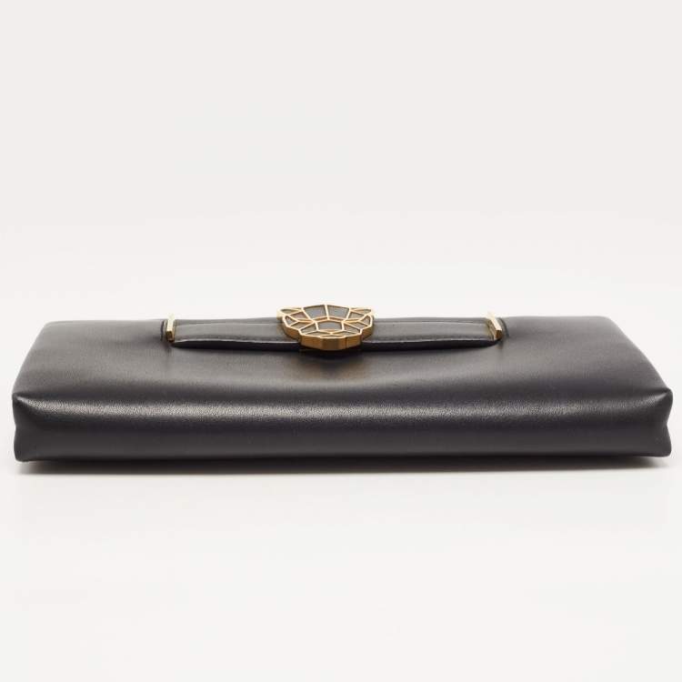 Pre Owned Cartier Black Leather Panthere de Cartier Chain Clutch
