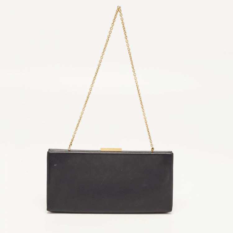 Pre Owned Cartier Black Leather Panthere de Cartier Chain Clutch