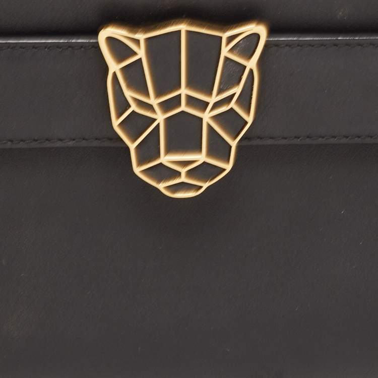 Pre Owned Cartier Black Leather Panthere de Cartier Chain Clutch