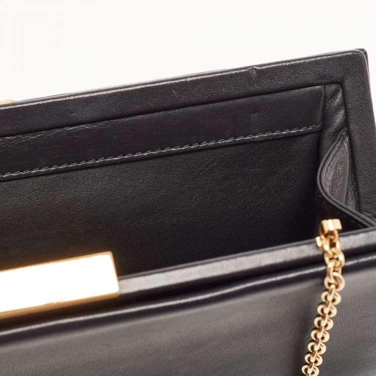 Pre Owned Cartier Black Leather Panthere de Cartier Chain Clutch