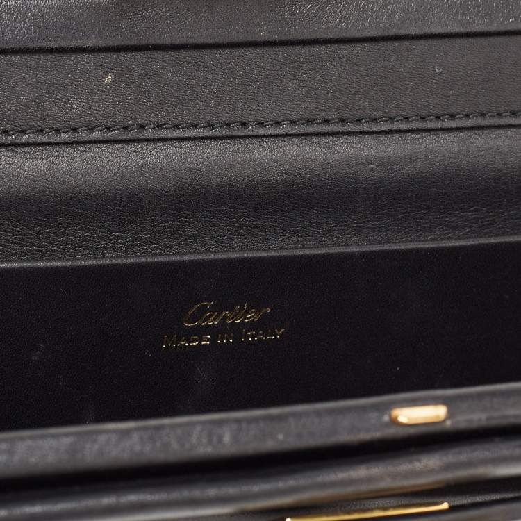 Pre Owned Cartier Black Leather Panthere de Cartier Chain Clutch