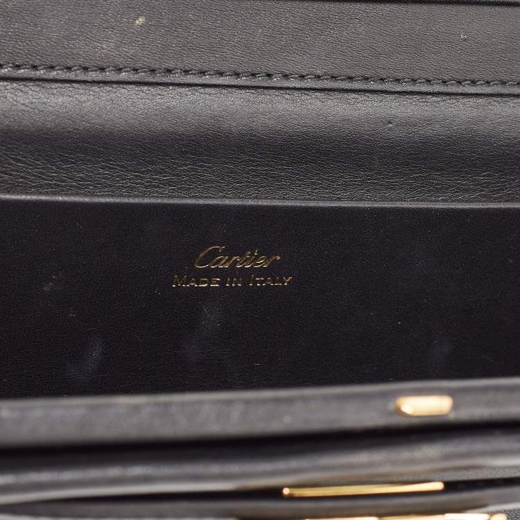 Pre Owned Cartier Black Leather Panthere de Cartier Chain Clutch