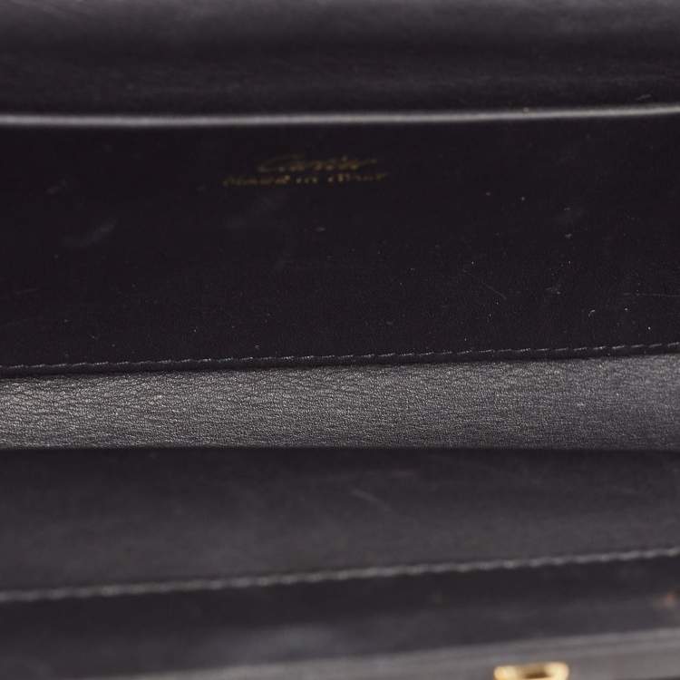 Pre Owned Cartier Black Leather Panthere de Cartier Chain Clutch