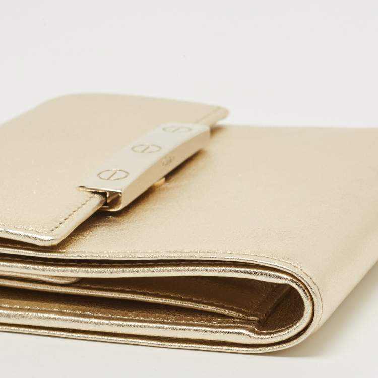 Pre Owned Cartier Gold Leather Love Compact Wallet 