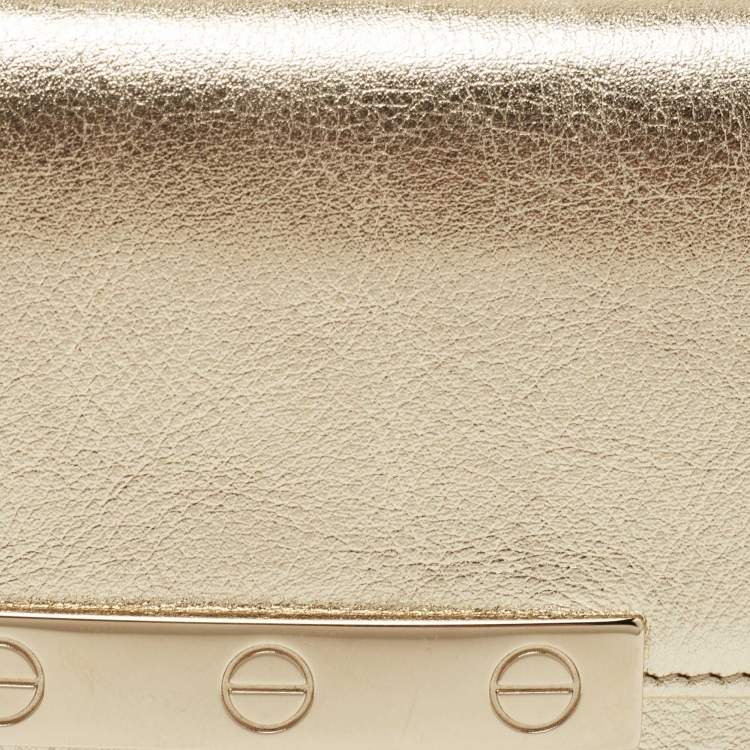 Pre Owned Cartier Gold Leather Love Compact Wallet 