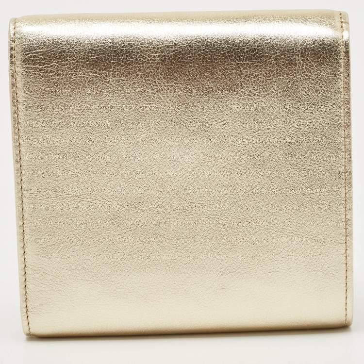 Pre Owned Cartier Gold Leather Love Compact Wallet 