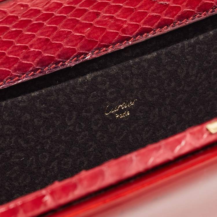 مملوكة مسبقًا Cartier Red Patent Leather and Snake Trim Chain Clutch