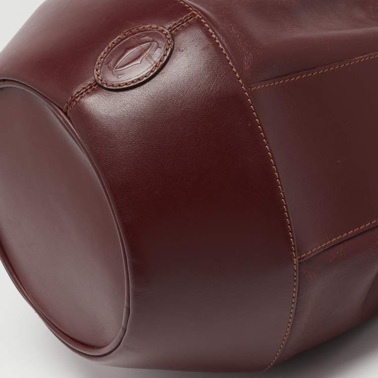 Pre Owned Cartier Burgundy Leather Must de Cartier Bucket Bag