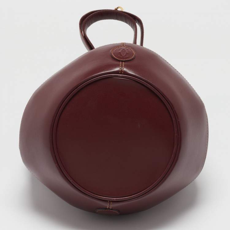 Pre Owned Cartier Burgundy Leather Must de Cartier Bucket Bag