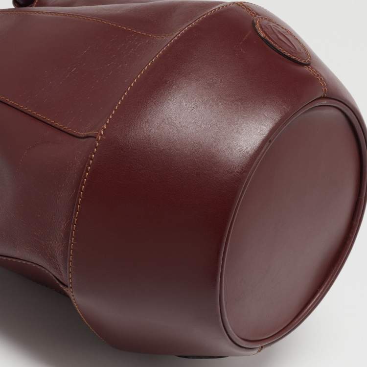 Pre Owned Cartier Burgundy Leather Must de Cartier Bucket Bag