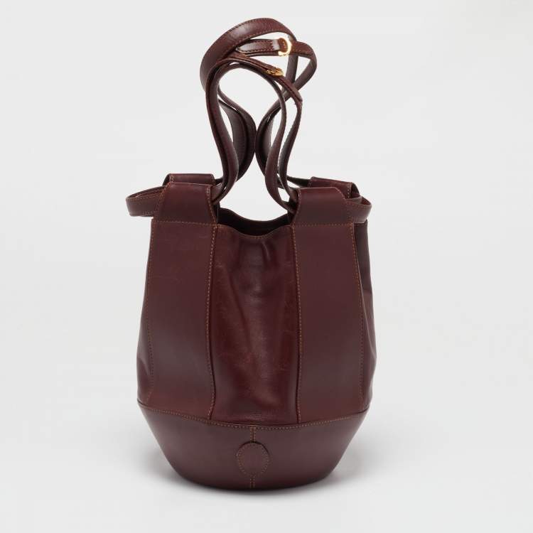 Pre Owned Cartier Burgundy Leather Must de Cartier Bucket Bag