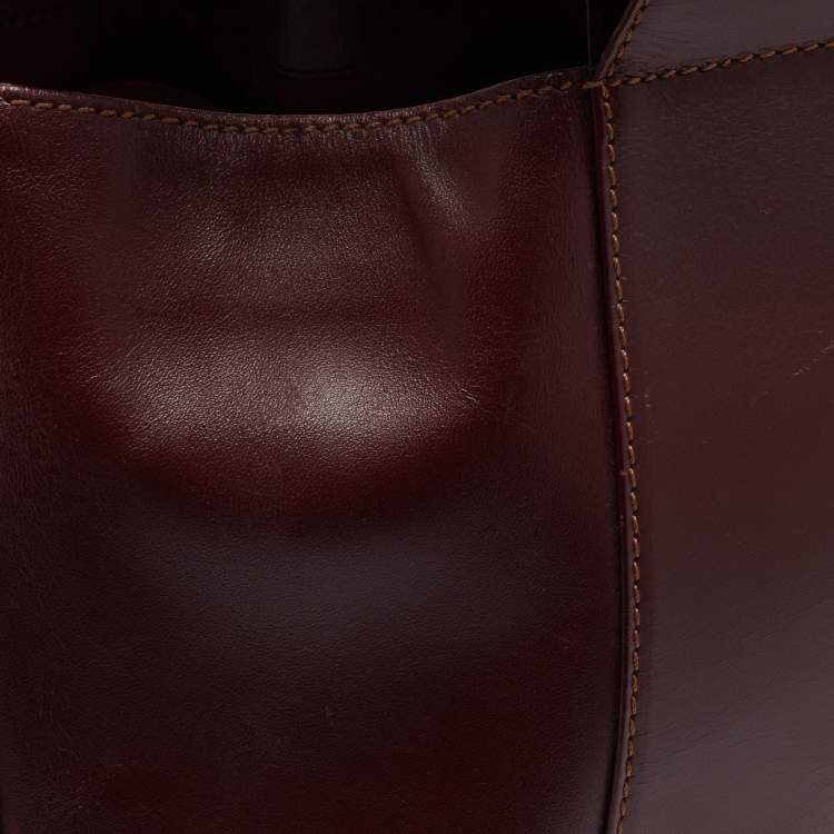 Pre Owned Cartier Burgundy Leather Must de Cartier Bucket Bag