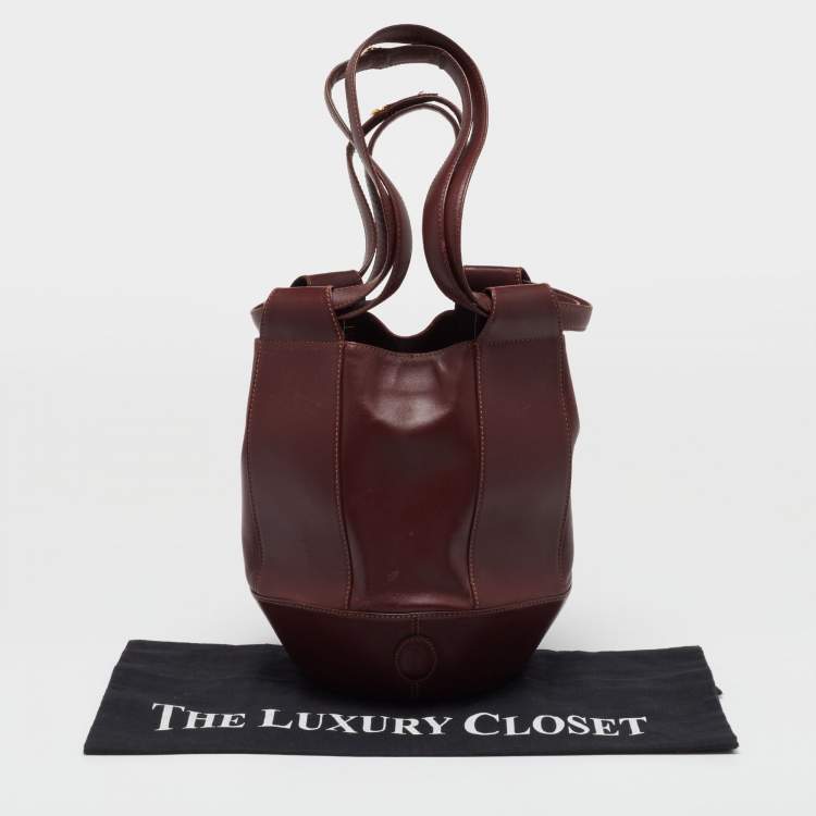 Pre Owned Cartier Burgundy Leather Must de Cartier Bucket Bag