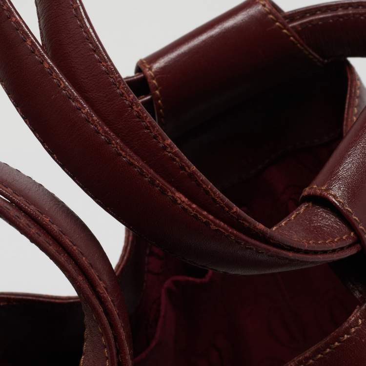Pre Owned Cartier Burgundy Leather Must de Cartier Bucket Bag