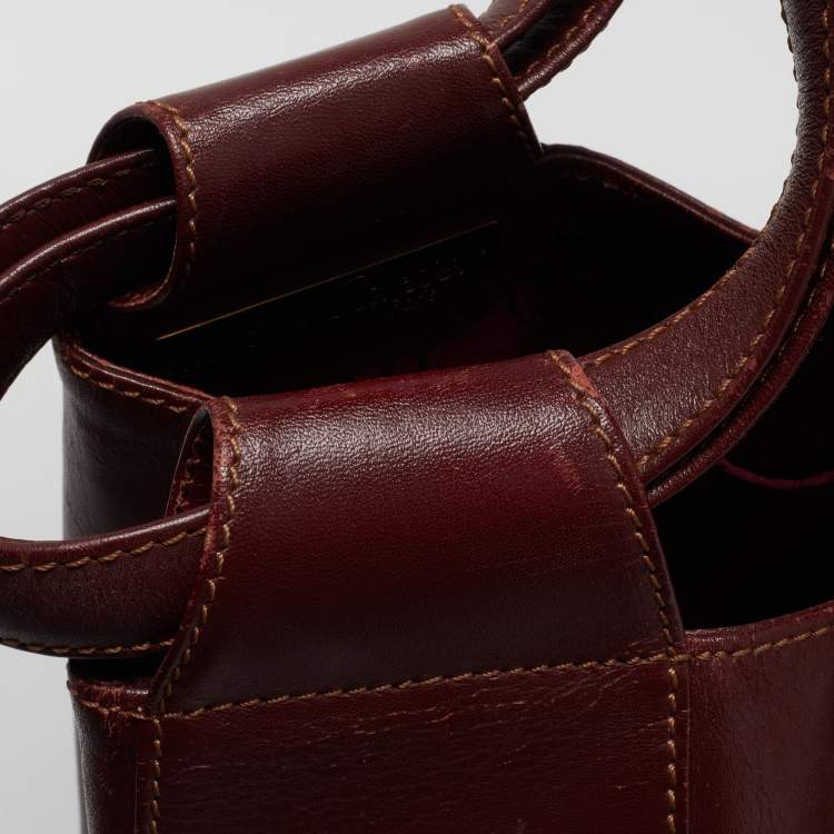 Pre Owned Cartier Burgundy Leather Must de Cartier Bucket Bag