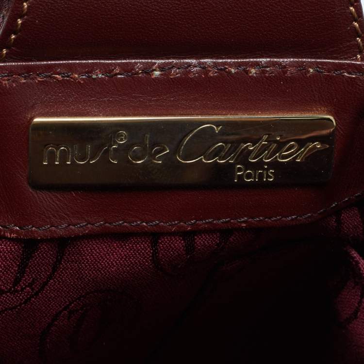 Pre Owned Cartier Burgundy Leather Must de Cartier Bucket Bag