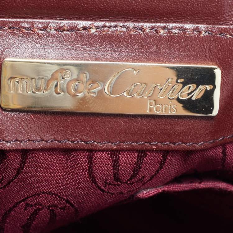 Pre Owned Cartier Burgundy Leather Must de Cartier Bucket Bag
