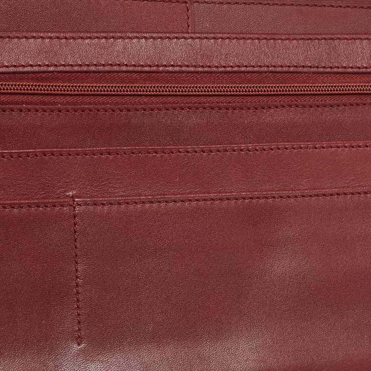 Pre Owned Cartier Burgundy Leather Must de Cartier Organizer Clucth