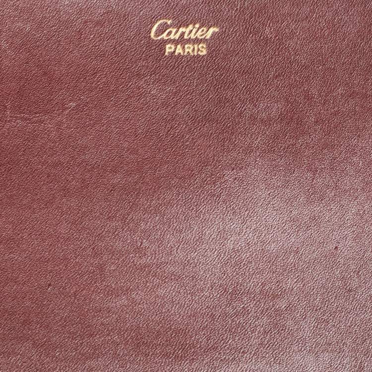Pre Owned Cartier Burgundy Leather Must de Cartier Organizer Clucth