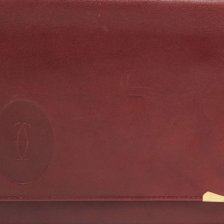 Pre Owned Cartier Burgundy Leather Must de Cartier Organizer Clucth