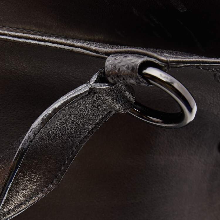 Pre Owned Cartier Black Leather and Python Embossed Medium Marcello de Cartier Shoulder Bag