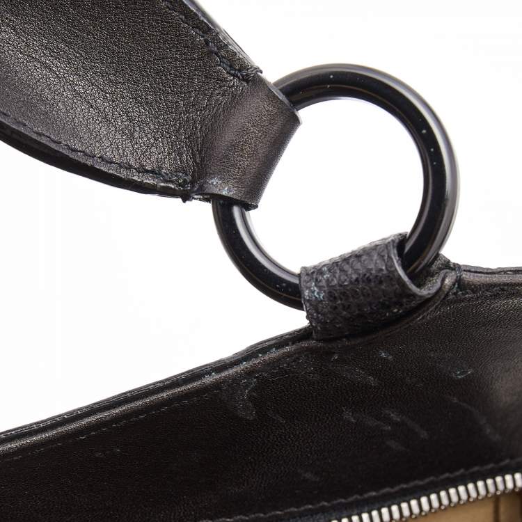 Pre Owned Cartier Black Leather and Python Embossed Medium Marcello de Cartier Shoulder Bag