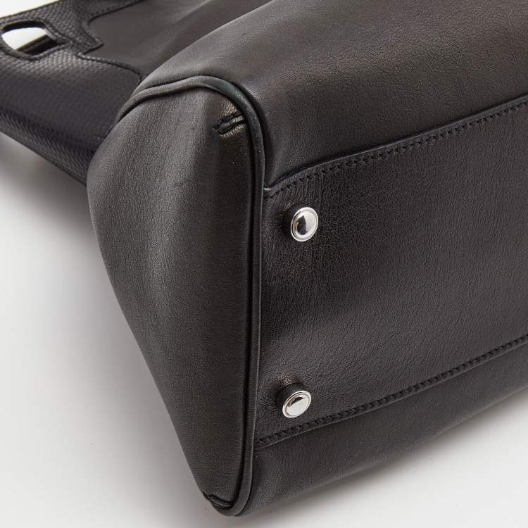 Pre Owned Cartier Black Leather and Python Embossed Medium Marcello de Cartier Shoulder Bag
