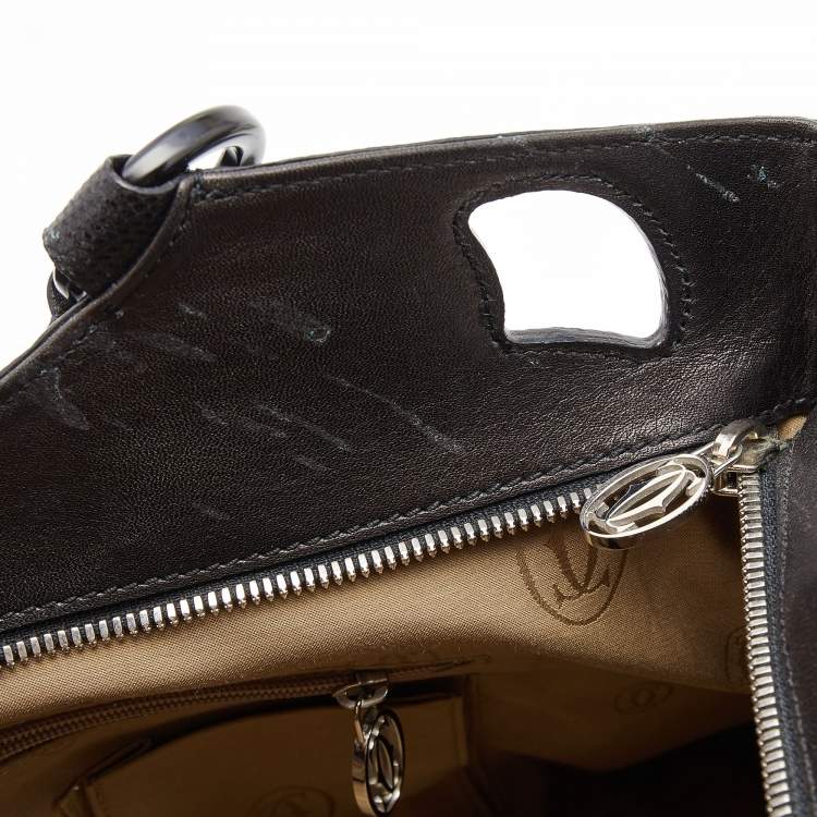 Pre Owned Cartier Black Leather and Python Embossed Medium Marcello de Cartier Shoulder Bag