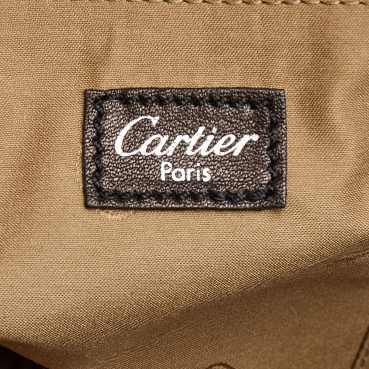 Pre Owned Cartier Black Leather and Python Embossed Medium Marcello de Cartier Shoulder Bag